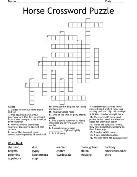horse crossword puzzle clue.